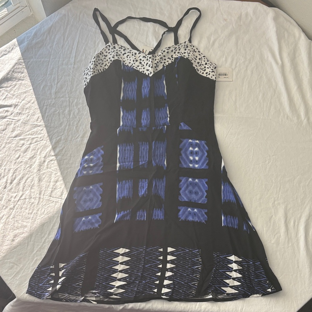 Stylish Black and Blue Mini Dress